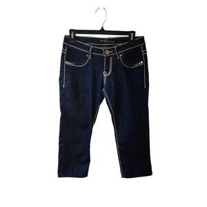 P&P Jeans y2k 2000s Thick Stitch Jean Crop Capris Size 3/4 Super Low Rise